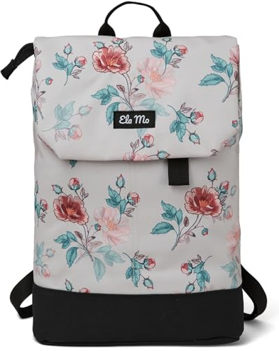 Ela Mo Rucksack Damen - Daypack schön u. durchdacht - Laptop Rucksäcke für Frauen - Anti Diebstahl Tasche für Schule, Uni, Business (Roses for You)
