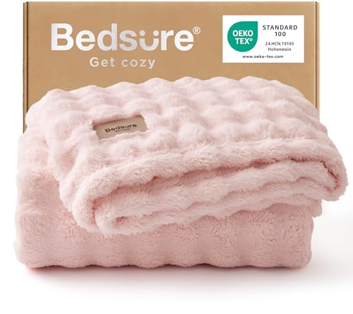 Bedsure Pläd fleece mjuk bubbla - filt, kristallrosa, 150 x 200 cm | Pläd soffa, varm sängfilt, presenter till kvinnor, dekorativ pläd för vardagsrum, sovrum, lätt överkast