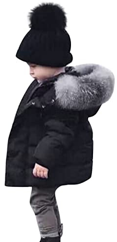 TYUSGH Baby Girls Boys Padded Jackets Winter Warm Quilted Coats Kids Solid Color Zipper Outwear Lightweight Hooded Outerwear Clothes Age 1-6 Years