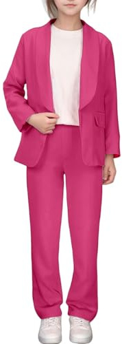 Generisch Traje formal, chaqueta de traje, chaqueta blazer para niña, color sólido, con parte delantera abierta, manga larga, para niños, niñas, talla 5 14 años