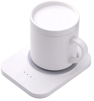 Folpus Coffee Mug Warmer Elettrico Portatile per Bevande con Controllo Temperatura 55°C Vassoio Riscaldante Cordless Pulizia Facile E Tecnologia Waterproof a, Bianco