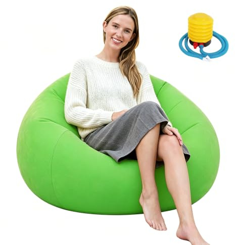 Luftsoffa, uppblåsbar soffa, uppblåsbar fåtölj, 105 x 105 x 60 cm grön