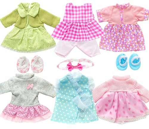 JING SHOW BUSSINESS 6 Sets Baby Girl Doll Clothes Dress for 10-12 Inch Doll Outfits Accessories for Baby Dolls Girl