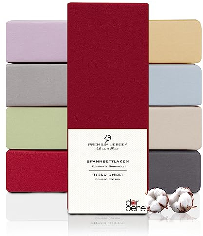 DarBene Spannbettlaken 140x200 Premium, Jersey 100% gekämmte Premium Baumwolle, Blickdicht, superweiches Bettlaken bis 30 cm Matratzenhöhe, Oeko-TEX, Rot