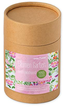 TerraDomi 200g niedrigwachsende Blumenmischung I Wildmischung für Hummeln, Bienen, Schmetterlinge I lange Blühfreude I nachhaltige Verpackung, 100% plastikfrei