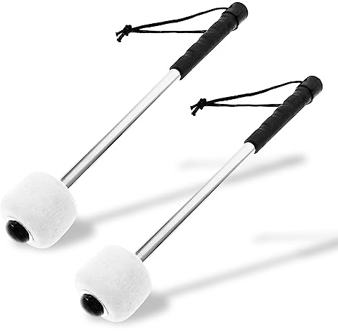 2 Stück Marschtrommel Schlägel, Bass Drum Mallet Drum Stick mit Filzkopf, Percussion Drumsticks, Percussion Marching Band Zubehör, Percussion Mallets Timpani Sticks, Trommelstöcke Paukenschlägel