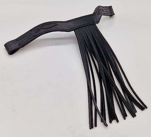 Tysons Breeches Leder Stirnband für Trense Jorge spanisch Stirnriemen Schwarz Fransen Frotalera VB WB X Full Leder (Warmblut)