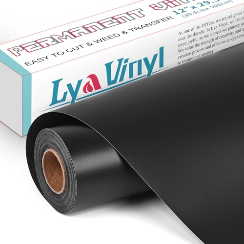 Lya Vinyl Plotterfolie Vinyl,30,5cm x 900cm Permanent Vinylfolie Plotter für Cricut Silhouette Cameo für Partydekoration, Tassen,und Anderen Bastelprojekte(Schwarz)