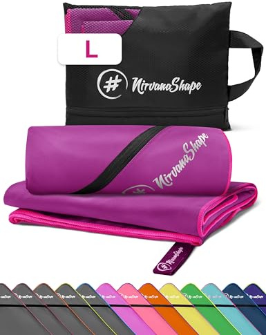 NirvanaShape mikrofiberhandduk, mikrofiberhanddukar som badhandduk, resehandduk, strandhandduk, sporthandduk för fitness, strand, L 140 x 70 cm