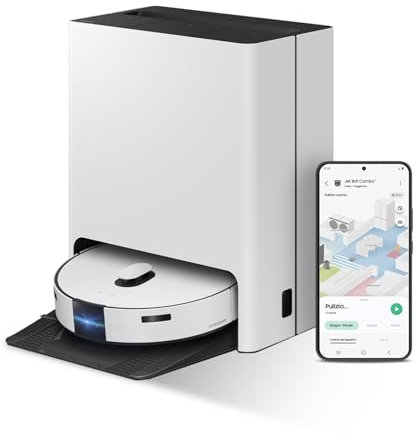 Samsung Staubsaugerroboter VR7MD97714G/WA Jet Bot Combo AI, Clean Station Steam+, AI Object Recognition, Wi-Fi-Steuerung, Leistung 1200 W, bis zu 180 Min Laufzeit, Satin Greige