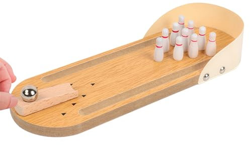 JurciCat Bowling Set Kinder Kegelspiel für Kinder Mini Bowlingbahn mit 10 Pins Mit Hölzernen Desktop Wichtelgeschenk für Erwachsene & Kinder ab 3 Jahre