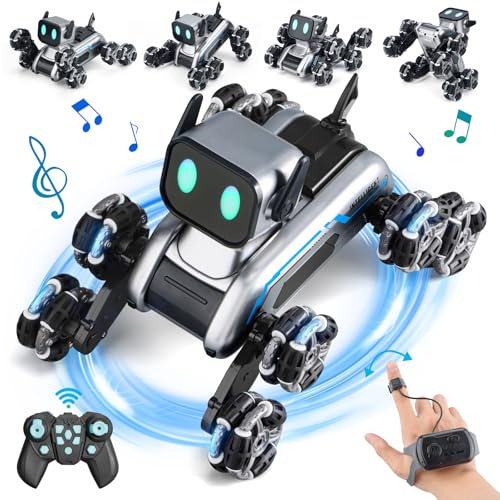 Robot Dog Toys RC Stunt Car for Kids Adults, 8WD Gesture Sensor Remote Control Cars with Light, Music, 2.4Ghz Remote Control Robot, Christmas Birthday Toy for 6 7 8 9 10 11 12 13 Years Boys Girls Kids