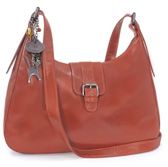 Catwalk Collection Handbags - Borsa a Tracolla Donna in Pelle - Borsa a Spalla Media - Borsetta a Mano - Tracolla Regolabile - Harlie - Marrone Chiaro
