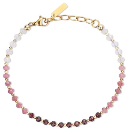 COAI helande kristallarmband för kvinnor, kvinnors gradient pärlarmband 4 mm, 17.5cm, Sten, månsten-sten