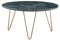 Wohnling Couchtisch Echter Marmor Grün 70x70x35 cm Sofatisch Metall Gold, Design Dreibein Wohnzimmertisch Rund Modern, Marmortisch Loungetisch Groß, Kaffeetisch Haarnadelbeine