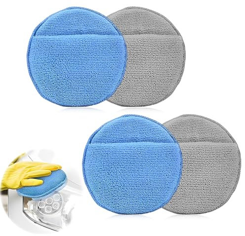 4 Stück Set Polierschwamm Auto,Autopolitur Schwamm,Politur Schwamm, Mikrofaser Auto Handpolierschwamm,Handpolierschwamm Set für Wachse,Polituren,Lackreiniger,Wax Applikator Pad für Wachse