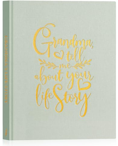 Lanpn Mamie Raconte Moi Ton Histoire, Grand-mère Livre d'histoire de La Vie avec 260+ Questions, Grandma Life Story Journal Intime Mémé, Fête des mères Anniversaire Souvenirs Cadeau, Vert, Anglais