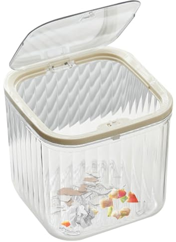 Générique Poubelle De Bureau Compacte, Petite Poubelle De Bureau Avec Couvercle, Conteneur Transparent Gain de Place, Organisateur Cosmétique Corbeille pour Salle de Bain, Bureau et Dortoir