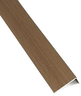 Perfil de borde para escaleras con acabado de veta de madera, perfil de protección de aluminio en forma de L de 3 x 2 cm para escalón interiores y exteriores(Brown,2x3x90cm)