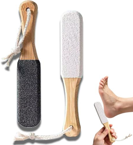 2er-Pack Pediküre-Hornhautentferner mit Bimsstein und Holzgriff