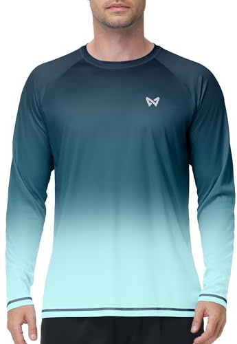 WISMBOX Men's Long Sleeve UV Swim Top, UPF 50+ Sun Protection T-Shirt, Quick Dry Rash Vest for Swimming, Hiking & Fishing