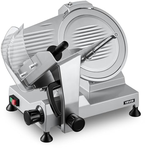 VEVOR Affettatrice Elettrica per Carne, Affettatrice per Prosciutto 320 W Spessore di Taglio Regolabile da 0-15 mm, Lama in Acciaio al Carbonio 300 mm, Salsicce Pane Formaggio Salumi Prosciutto
