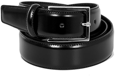 Giorgio Vandelli Cintura Uomo in Vera Pelle Nera Lucida Made in Italy, Elegante, Altezza 35 mm (115 cm Girovita - Lunghezza totale 130 cm)