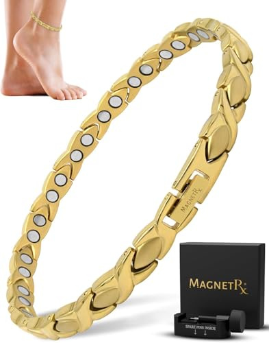 MagnetRX® Ultrastarke Magnet Fusskette für Damen - Magnetische Fußkette - Frauen Titan Magnetfusskettchen (Gold)