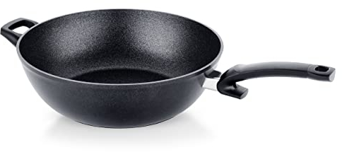 Fissler Adamant / Aluminium-Wok, Servier-Pfanne (Ø 32cm - 6L) beschichtet, antihaftversiegelt, hoher Rand, kratzfest - Induktion, Schwarz