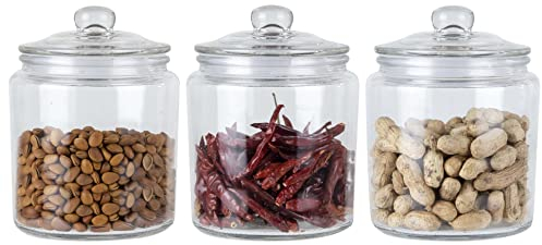 ORNAMI Glass Storage Kitchen Jar with Airtight Lid (0.9L, Set of 3)