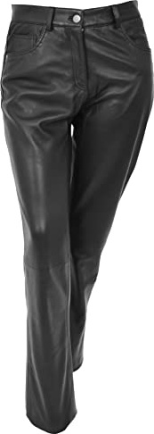 Pantalon en cuir souple pour femme Coupe ajustée Noir, Noir , 38