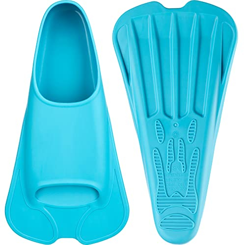 CAPAS Pinne corte da allenamento per il nuoto | comode pinne in silicone | pinne corte | pinne da sub | pinne unisex per bambini adulti | lama corta costruire lo spessore delle gambe (larghezza blu