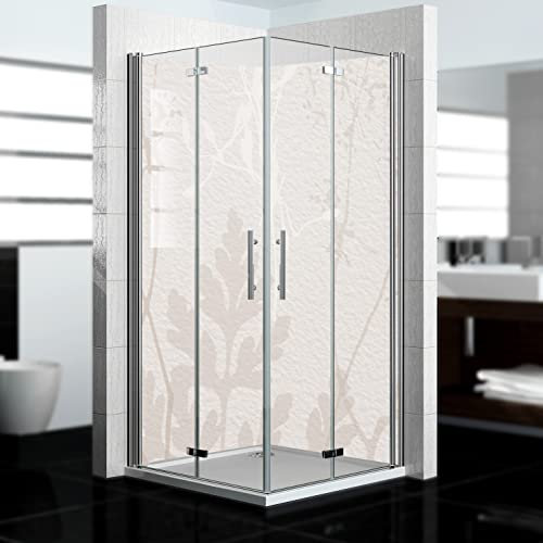 dedeco Panel de ducha de esquina resistente al agua, diseño de monte V4, barniz UV brillante, 2x 90x200 cm, como pared trasera de baño para reemplazar azulejos, revestimiento de pared de aluminio