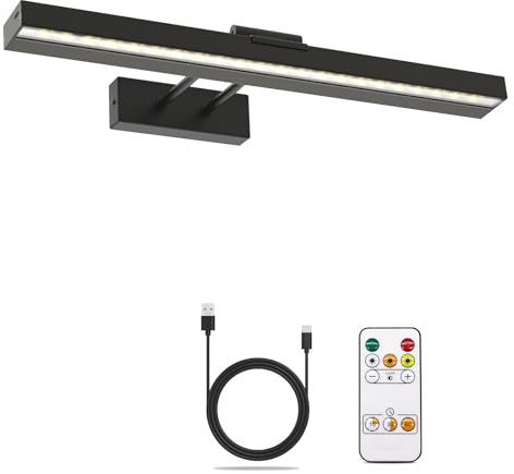 LABOREDUCER Wireless Rechargeable Picture Lights for Wall with Remote,Dimmable and Timer Battery Operated Picture Lights 4000mAh,Cordless Art Light Adjustable Degree with Magnet,Dart Board Light Black