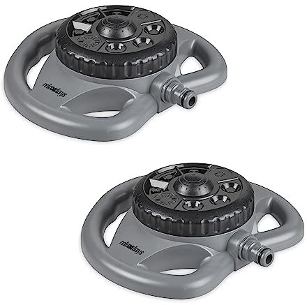 Relaxdays Rasensprenger, 2er Set, 8 Flächenformen, 78 m² Beregnungsfläche, Flächenregner, Sprinkler Garten, grau-schwarz