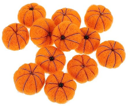 ABOOFAN 12Pcs Mini Wool Felt Pumpkin Small Felt Pumpkins for Crafts Thanksgiving Halloween Farmhouse Decoration