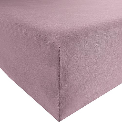 Erwin Müller Spannbettlaken Freising Elasthan-Jersey-Stretch - dehnbar, antipilling, bügelfrei, Rundumgummi - Mauve Größe 80x200 cm - 80x220 cm