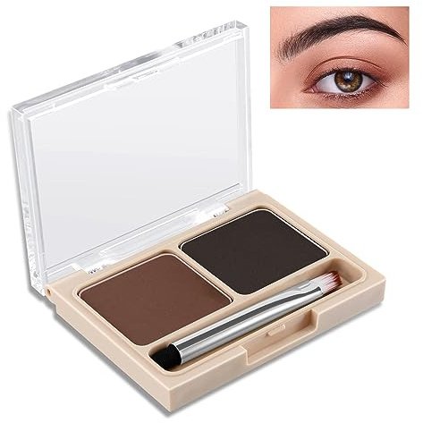 Boobeen Palette de Sourcils 2 Couleurs, Maquillage en Poudre pour Sculpter et Définir les Sourcils, Kit Contour des Yeux avec Pinceau Applicateur
