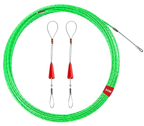 30 m Guia Pasacables, Guía Pasacables Profesional, Guia Cables con 2 Muelle de Guía Diámetro 5mm para la Colocación de Cables