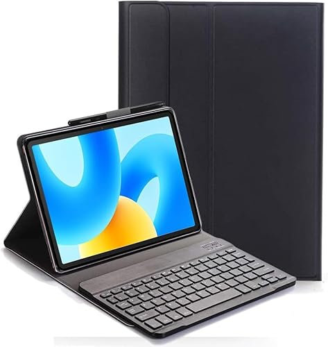 YHFZR Tastatur Hülle for Amazon Fire Max 11 Zoll, (QWERTY Layout), Ultradünn Flip Entfernbar Drahtloser Keyboardständer Ledertasche für Amazon Fire Max 11 Zoll, Schwarz