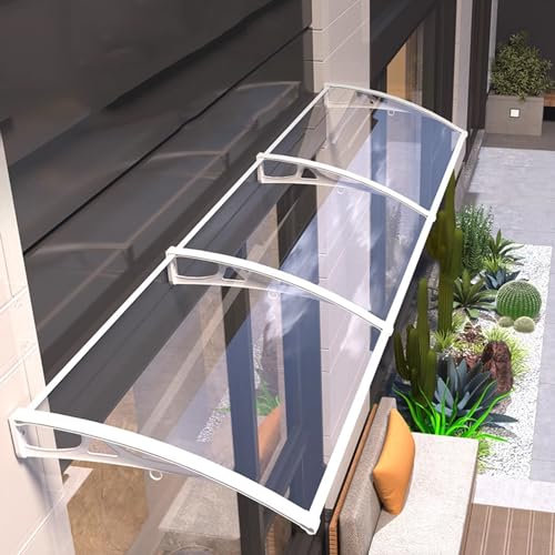 Auvent De Porte D'entrée, Auvent Extérieur, Support En Aluminium Blanc, Feuille De Polycarbonate, Auvent De Porte Insonorisé, Auvent De Porche Pour Porche, Extérieur, Toit (60x80cm/24x31in)