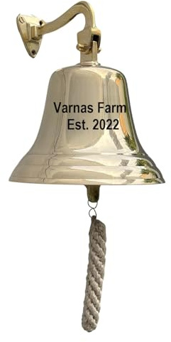 Customized Ship Bell, Personalized Brass Bell, Engraved School Wall Hanging Bell, Home Decor Indoor/Outdoor, Nautical Bells, Ship Boat Maritime Decor, (6 inch)