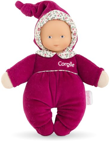 Corolle Mon Doudou Babidoux Röschen, Extra weiche Weichkörperpuppe mit Glöckchen, Namensetikett, Vanilleduft, waschbar, 20cm, ab den ersten Lebensmonaten geeignet
