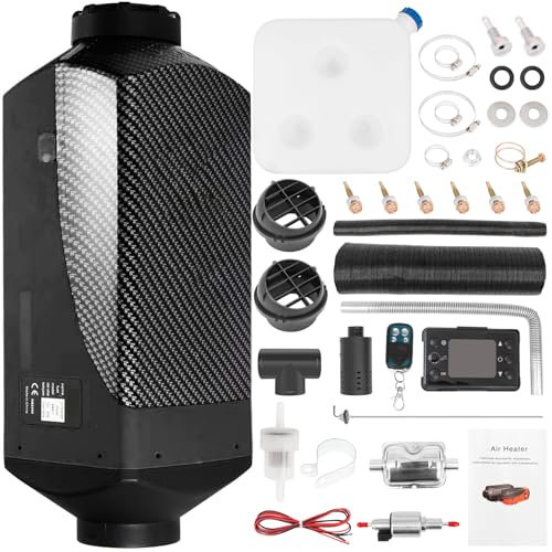 Jacgood 12V 8KW Diesel Air Heater Parking Heater Diesel Night Heater with Silencer & LCD Switch & Remote Control & 10L Tank For Car Truck Boat Trailer Motorhomes Bus (Black)
