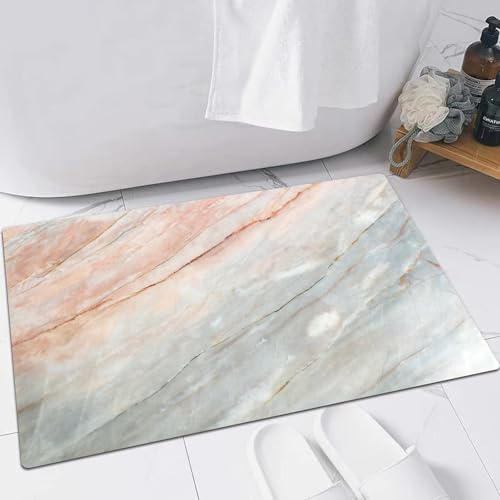 FSDGY Tappetino Antiscivolo per Il Bagno,Soffice Tappeto da Bagno in Microfibra,Assorbente,Marmo, Onice Pietra Texture le Evidenziato Autentico Graffi Artfu,60x90 cm