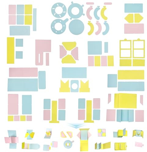 Ranxu 16 sets Handmade 3D Photo Album Decorations Kits-diy Interactive Memory Book, DIY Gift for Young, Girl, Women Baby, Wedding Family Photos(Travel, Anniversary, Birthday Gift) (Material Kit-Color)