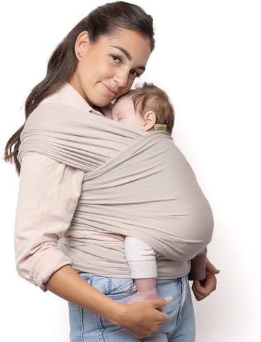 Boba Baby Wrap Carrier – Original Baby Sling Carrier for Newborns (7–35 lbs), Soft, Secure, Hands-Free & Ergonomic, Ideal for Comfortable Bonding, New Parents (Beige)
