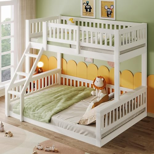 Sapgaks Lit superposé Enfants 90/140 x 200 cm avec échelle, Parapet de sécurité,lit 2 Personne,Cadre de lit Enfant 90/140 x 200 avec sommier à Lattes