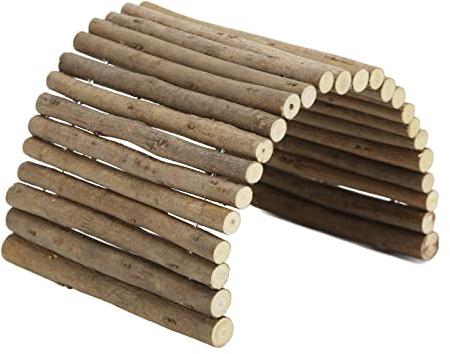 NBVGHPSRW Hamsterbro i trä, smådjur, böjbar bro för marsvin och illrar igelkottar, chinchillor, flexibelt trä gömställe med buskmaterial, mångsidig lektunnel (15 x 60 cm)