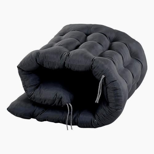 Fiutazge Cojín Tumbona Exterior Grueso con Corbata, Suave y Cómodo, Colchoneta para Tumbonas Sillas y Hamacas, Mecedora Exterior, para Jardín, Patio y Balcón, Negro, 170 x 55 x 8 cm